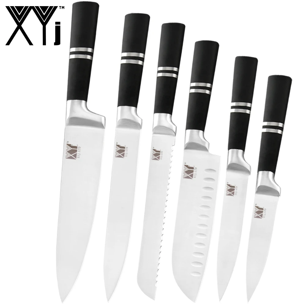 

XYj Kitchen Cooking 6PCS Stainless Steel Knives Set Seamless Welding Non-slip Handle Knife Meat Fish Kitchen Tool Home Gadget