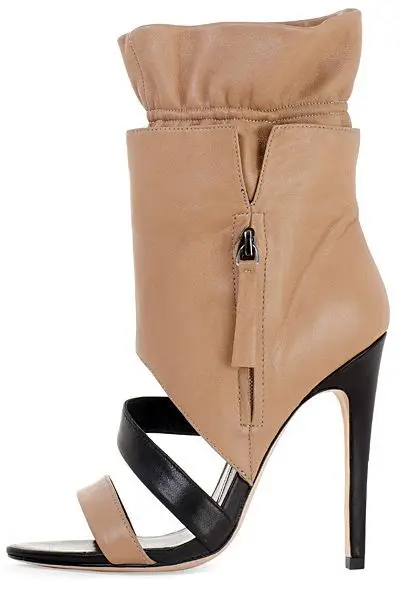 

Lady graceful brown/black strap patchwork short boots layers contrast color summer sandal booties gladiator dress pumps dropship