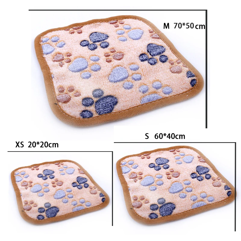 Зимнее теплое одеяло для собаки для питомца милый коврик для кровати собаки толстый коралловый флис собака Лапа печать спальный чехол для кровати Подушка для маленьких средних собак