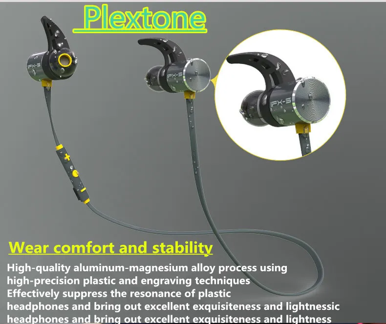 

Plextone BX343 Wireless Headphone Bluetooth IPX5 Waterproof Earbuds Magnetic Headset Earphones With Microphone For Phone Sport