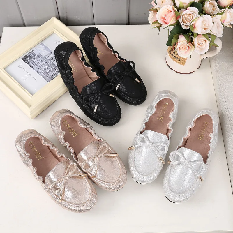 Плюс size43 мокасины в Корейском стиле Офисные женские туфли на плоской подошве