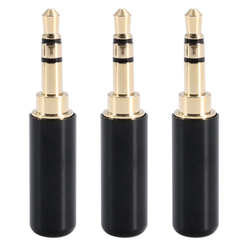 

3pcs Connector 3.5mm Stereo Audio Headphone Video Copper Soldering 3 Pole Male Repair Jack