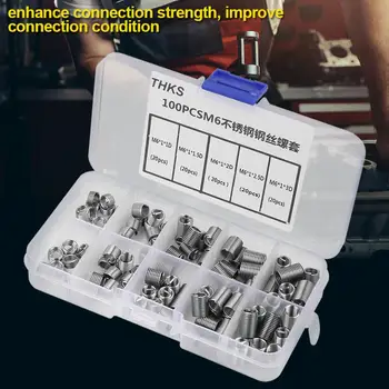 

100Pcs/Set Wholesale M6 Thread Insert Stainless Steel Screw Coiled Wire Helical Threaded Inserts Set thread repair kit