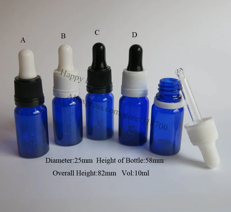 Free shipping 500 x 10ml Cobalt Blue Glass Dropper Bottle 10cc Blue Glass Essential Oil Bottle 2