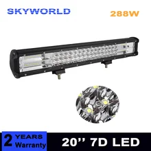 7D 3-Row 20 ”4×4 288 W Combinação LEVOU Barra de Luz Offroad LEVOU Trabalho Barra de Luz 12 v 24 v Lâmpada Do Carro SUV Truck Trailer Driving Lâmpada