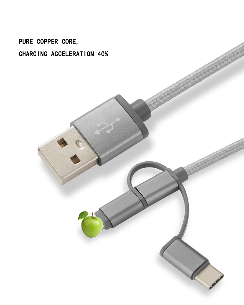 2.4A конвертер 3 в 1 USB кабель Быстрая зарядка кабель для передачи данных для xiaomi для huawei для iPhone зарядное устройство Шнур адаптер данных