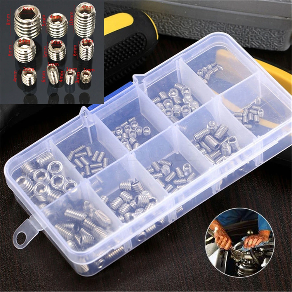 

Cewaal Stainless Steel Screw Practical Portable Metal Silver Recessed Screws Hexagonal Screw Box Whorl Grub Screw Accessories