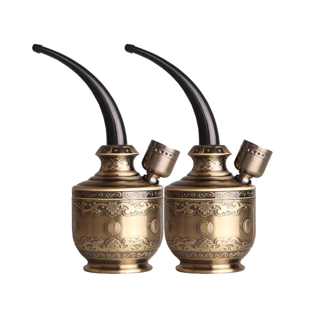 1PC Bronze Water Smoking Pipe Hookah Water Pipes Cigarette Holder Pipe