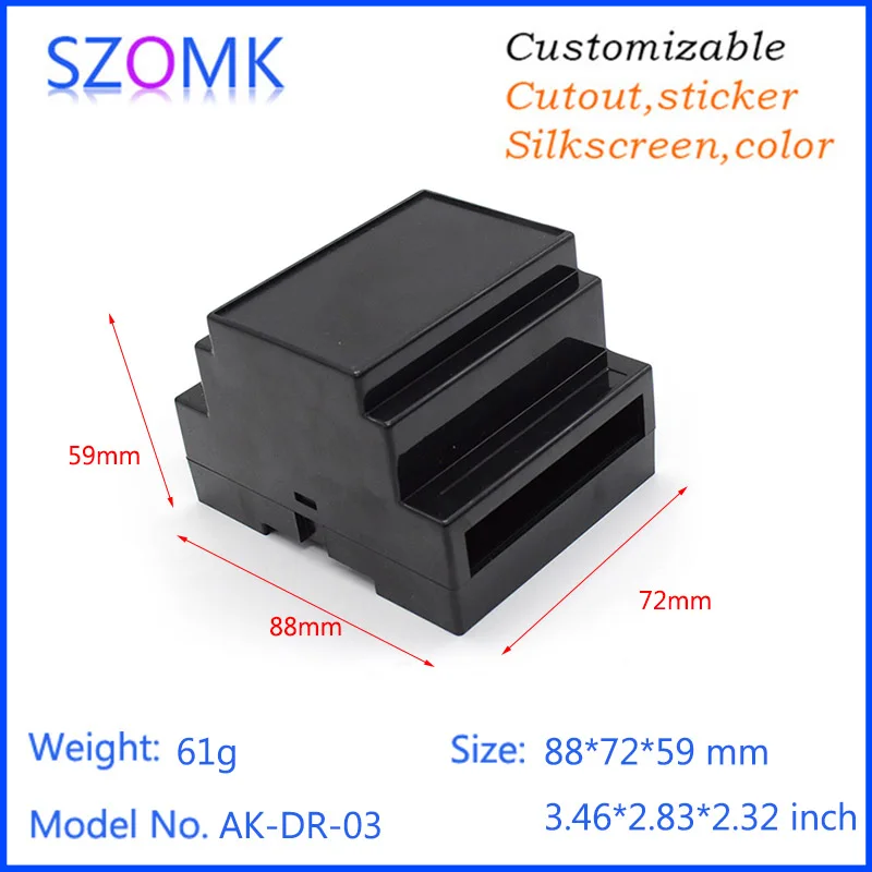 (4pcs) din rail enclosure for elctronics plastic equipment case diy project box industrial instrument 88*72*59mm |