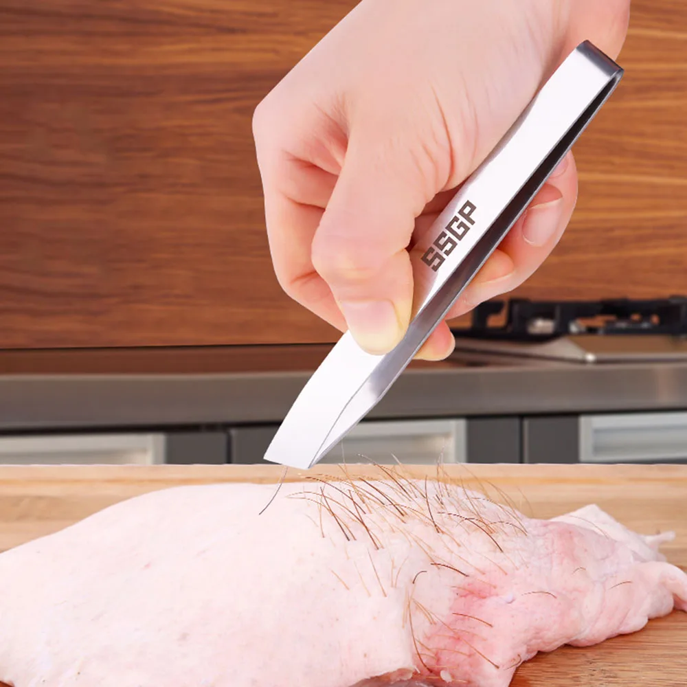 

Kitchen Stainless Steel Pig Hair Pulling Chicken Duck Hair Clip Fish Bone Pliers Plucking Tweezers Hair Removal Pliers