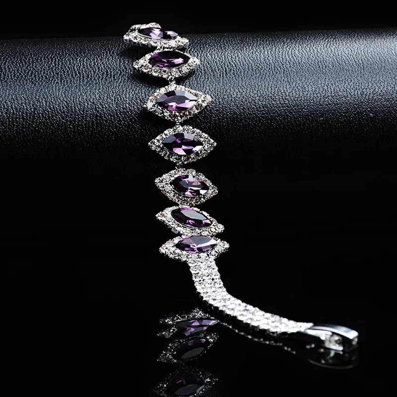 

Women's Bridal Austrian Crystal Charm Bracelet With Stone Silver Color Wedding Bracelets & Bangles For Women Fashion Jewelry