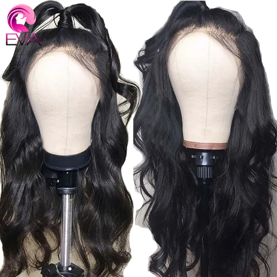 Эва(этиленвинилацетат) волосы 13x4 Синтетические волосы на кружеве парики из натуральных волос объемная волна предварительно выщипанные волосы бразильские парики Remy с детскими волосами для черных Для женщин