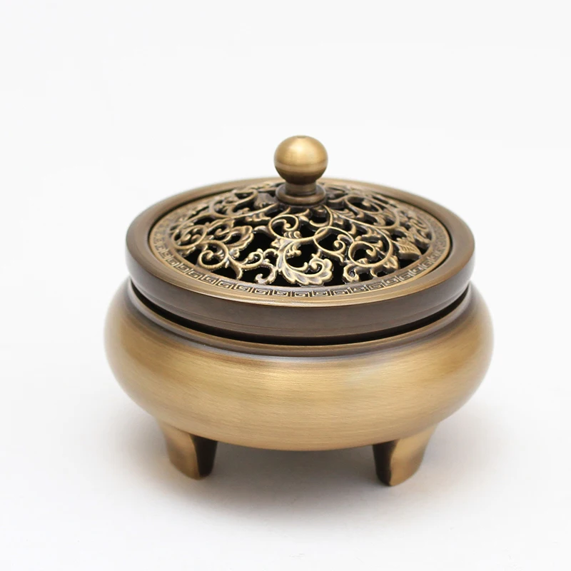 SIBAOLU 1Pc Copper Hollow Mini Incense Burner Copper Censer Cover