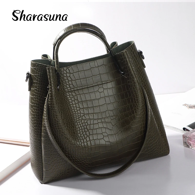 

2018 New Handbag Embossed Crocodile Big Bag Leisure All-match Portable Women Shoulder Messenger Bag Famous Brand Tote Bags