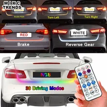 MIXC TRNEDS 120cm 150cm Wireless Remote RGB Flow LED Strip Rear Trunk Light RED Yellow White Car Brake Turn Tail Tailgate Lights