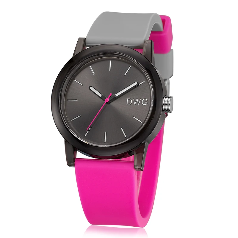 DWG Brand Fashion Sport Watches Silicone Band Ladies Watch Quartz Movement Wristwatch for Women Men Clock 3Bar Waterproof dwg brand new wooden watch japan quartz movement rhinestone ladies fashion brown wrist watches women cherry wood clock with box