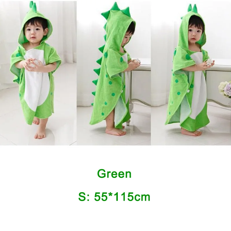 Детские полотенца, детские халаты с рисунком динозавра, пижамы для мальчиков и девочек, одежда для сна, детский халат, Детская домашняя одежда, плащ динозавра - Цвет: Green-S