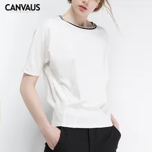 Европа и Америка летняя футболка чистый белый Большие размеры свободные 100 lap круглый вырез горловины футболка с короткими рукавами леди YM0179