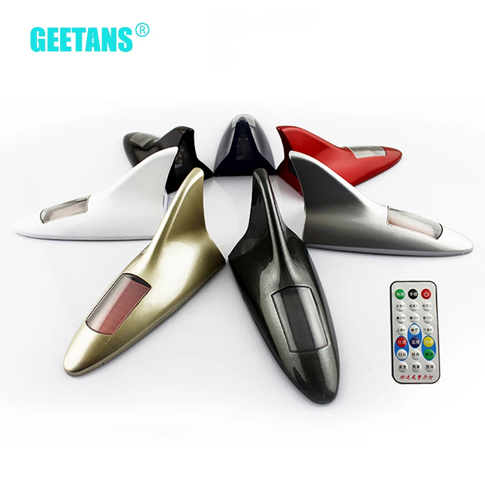 

GEETANS 10 led new type Auto Car Solar powered LED Flashing Shark Fin Warning Tail Lights controller Universal Aerial Antenna BJ