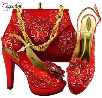 

2020 Fashion Rhinestone New Design Shoes And Bag Set For Party African Woman Pumps 11.5CM Shoes And Bag Set For Wedding Dress