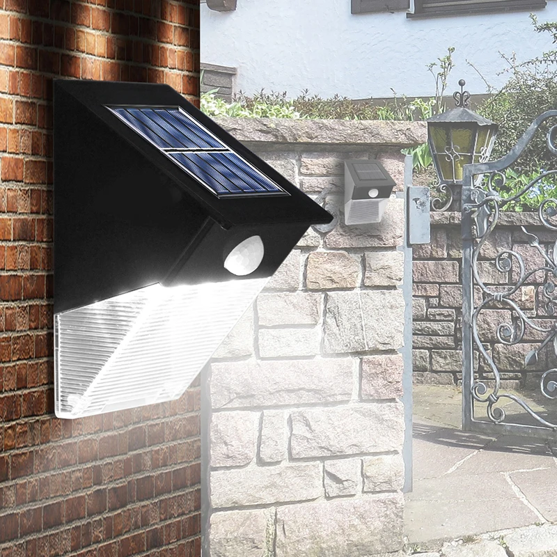 Waterproof LED Solar Garden Light Motion Sensor Triangle Wall Lamp Night Light Automatically ON