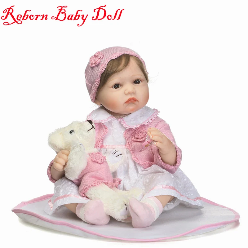 

55cm NPK reborn babies dolls Soft Silicone Reborn Dolls Toy With Bear Newborn Princess Girl Baby Doll Kids gift bebe Brinquedos