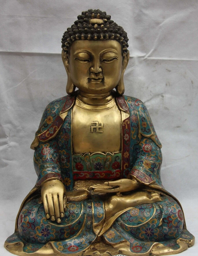 

shitou 003244 17 Tibet Fane Copper Bronze Cloisonne Gild Shakyamuni Tathagata Buddha Statue