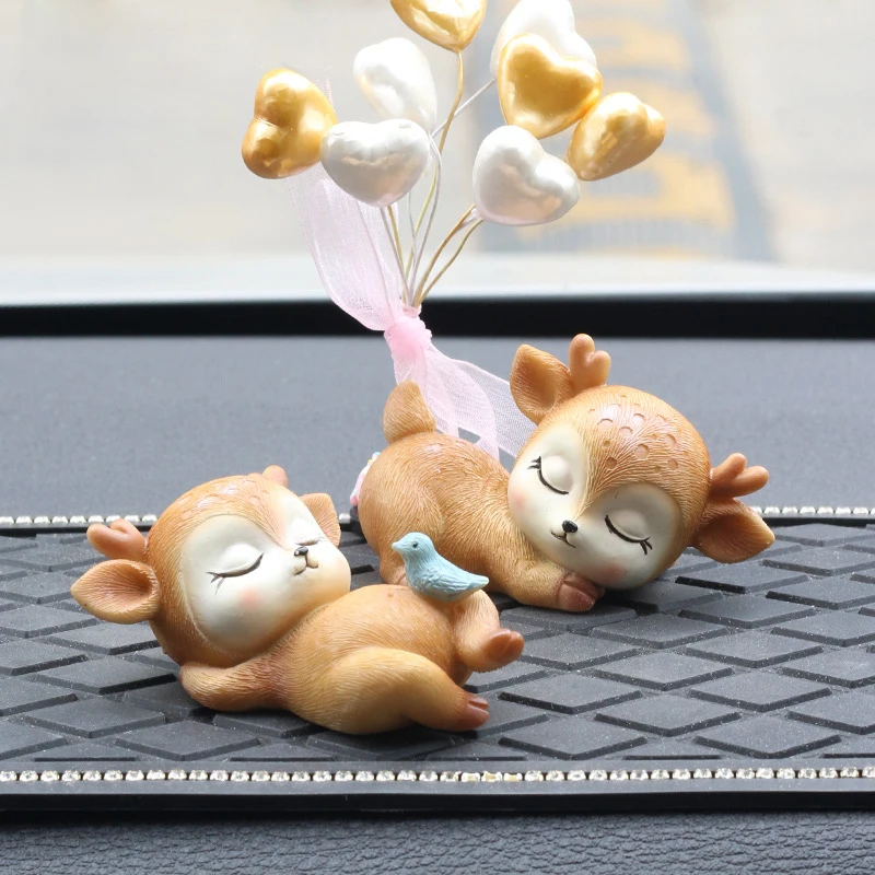 

Resin Sleeping Baby Deer Mini 3D Elk Christmas Ornaments Cute Decor for Home Garden Car Xmas Party Table Decoration Kids Gift