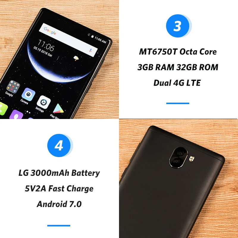 Leagoo kiicaa Mix 5.5 &quotполный Экран Android7.0 MTK6750T восьмиядерный смартфон 3 ГБ Оперативная