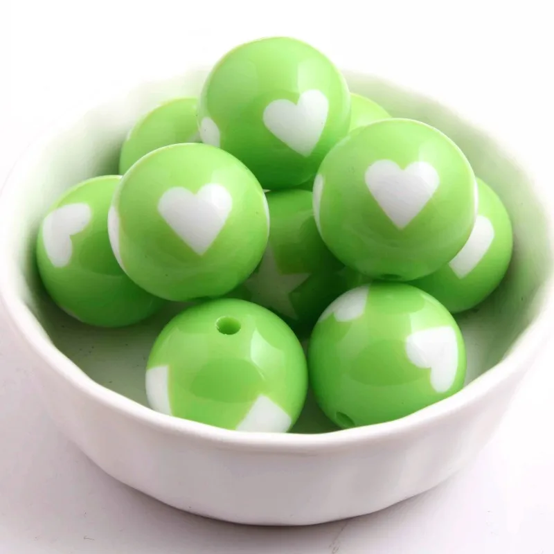 Kwoi Vita 12 мм 16 мм 20 мм Новые Модные Акриловые бусины в виде сердечек для ребенка массивные ювелирные изделия - Цвет: lime green