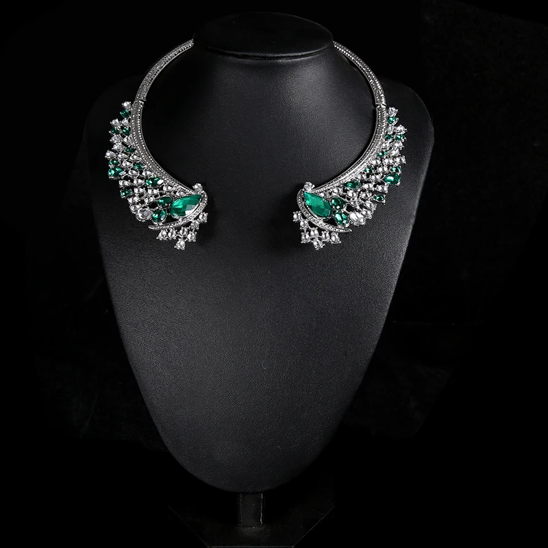 

New Trendy Water Dorp Crystal Hyperhole Chokers Necklaces for Women Vintage Choker Sliver Ethnic Necklace Jewelry