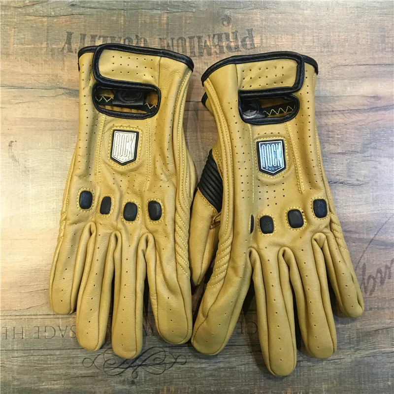 Men Motorcycle Gloves Outdoor Sport Full Finger Moto Riding Protect Armored Black Short Leather