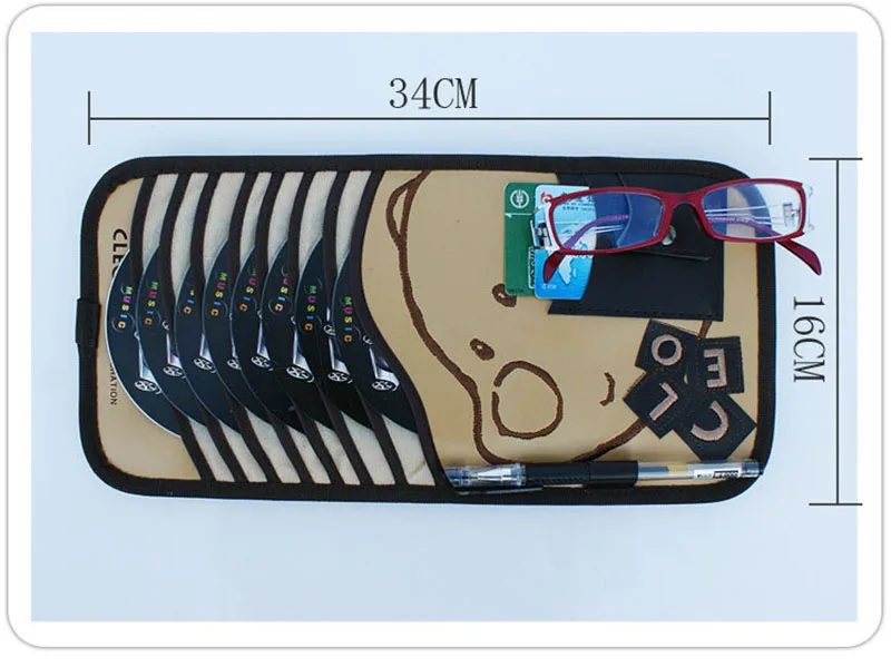 RACAHOO Car Cartoon Multifunction Sun Visor Sets For DVD Case Automotive Supplies Storage Box Holder Car CD Bag Free Shipping5