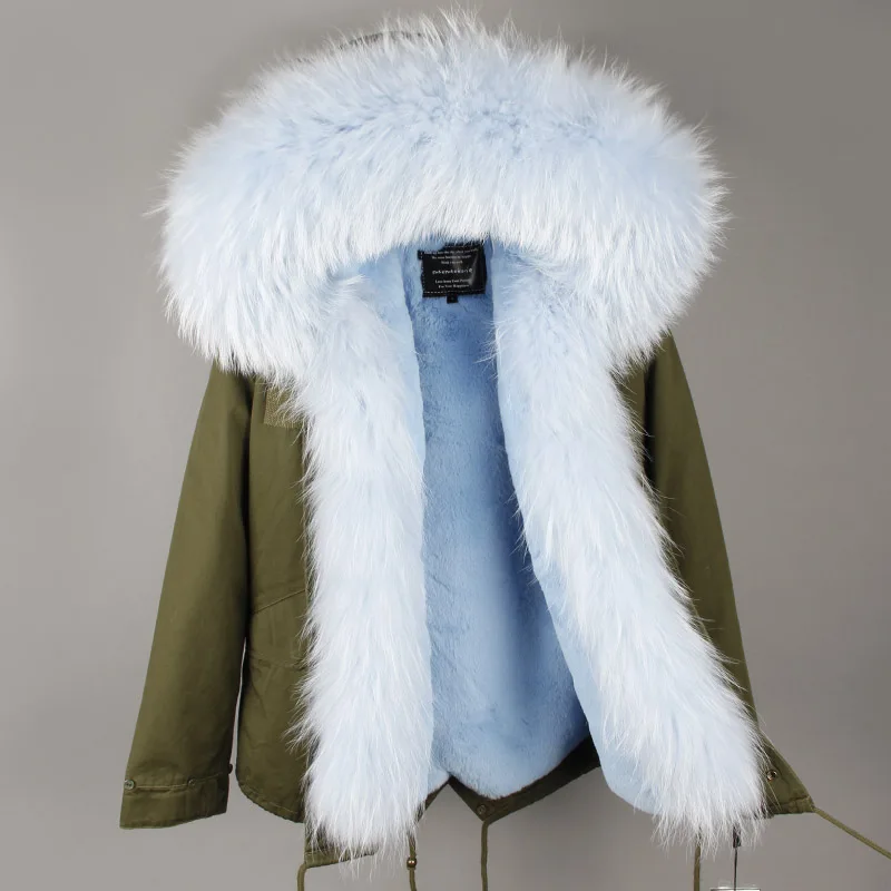 Зимние парки с воротником из натурального меха енота короткая куртка с подкладкой из искусственного меха пальто DHL - Цвет: EB1-16