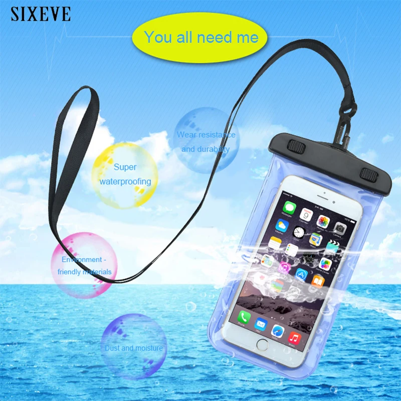 

Universal Swimming Bags Waterproof Bag with Underwater Pouch Phone Case For iphone X 10 6 s 7 8 4 5SE 6Plus 6sPlus 7Plus 8Plus