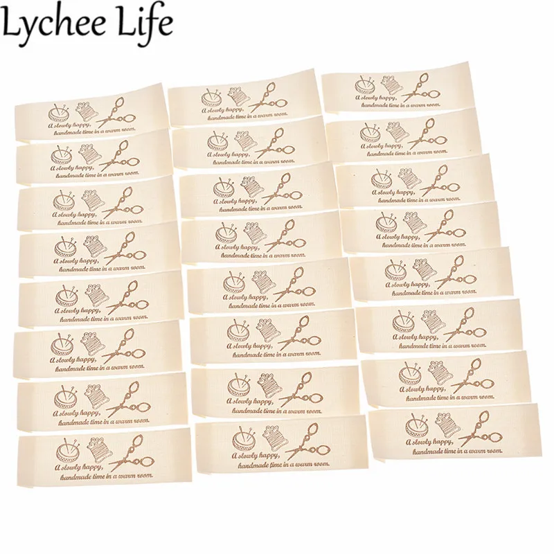 Lychee Life, 50 шт., моющиеся хлопковые этикетки с буквенным принтом в виде овечки, Современная ручная работа, сделай сам, для шитья, для украшения одежды