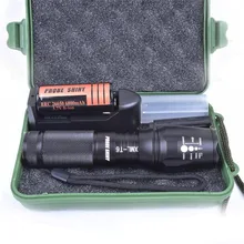 world-wind#3011 X800 Zoomable XML T6 LED Tactical Flashlight+26650 Battery+Charger+Case free shipping