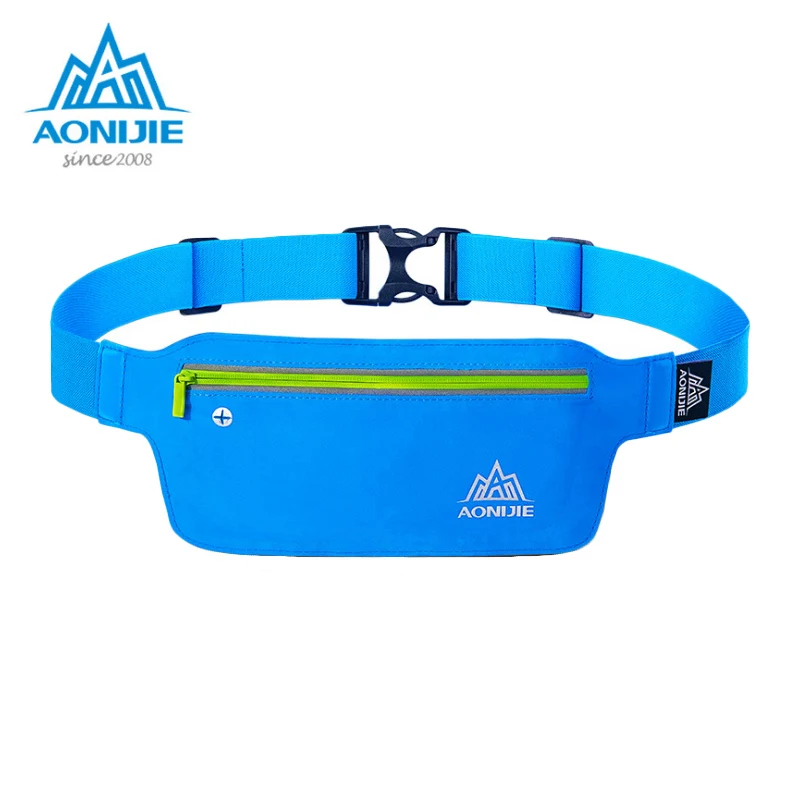 AONIJIE рюкзак беговой сумки Водонепроницаемая нейлоновая сумка-Пояс Ремень для спорта на открытом воздухе пробежка марафон легкий плотный телефон талия карман - Цвет: Light Blue