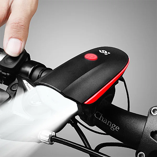 Coolchange для велосипедов колокол фонарик с USB подзарядкой рожок для велосипеда свет фар Велоспорт Многофункциональный ультра яркий Электрический 140db - Цвет: red