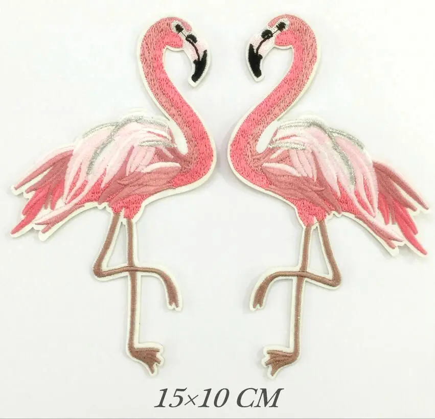 Quality 2PCS red crowned cran Iron On Patches for Clothing Embroidered