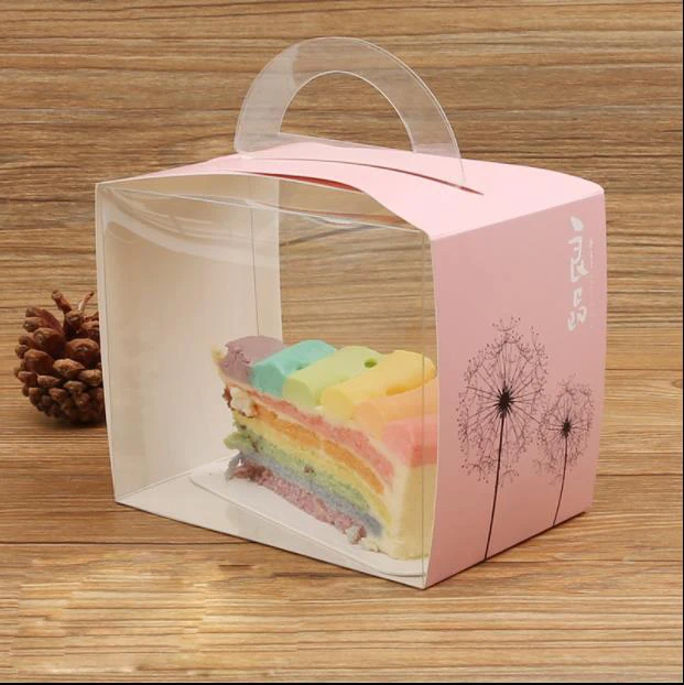 

50pcs portable Little West Point Transparent Cake Box Packing box Outside packaged Mousse box