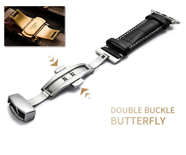 Кожаный ремешок для Apple watch band 4 мм 44 мм 40 мм correa Бабочка Пряжка Iwatch серии 3 2 1 мм 42 38 мм браслет наручный ремень