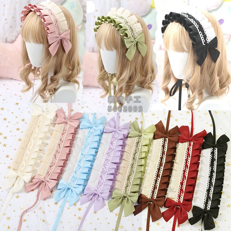 

Multicolor Daily Maid Sweet Lolita Headband Female Lace Ruffle Bow Ribbon Headwear Cosplay Hair band Hairpin Accessories