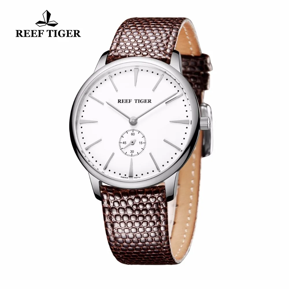 Риф Тигр/RT простой Стиль кварцевые часы для Для мужчин ультра тонкий Нержавеющая сталь кожаным ремешком Повседневное пару часов RGA820