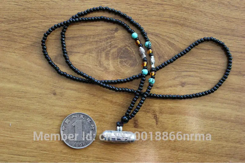SL000 Nepalese Tibetan 925 sterling silver Prayer box Nepal lovely cylinder amulets OM & Buddha Eye GAU pendant