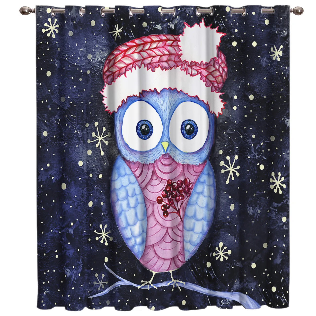 

Merry Christmas Cartoon Owl Window Treatments Curtains Valance Window Blinds Bathroom Bedroom Outdoor Floral Drapes Kids Party
