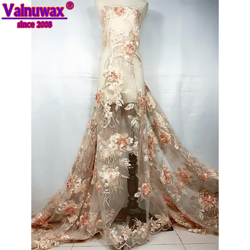 

African Lace Fabric Sequins Embroidered Nigerian Lace High Quality Handicrafts French Tulle Lace Fabric wedding decoration -YJ