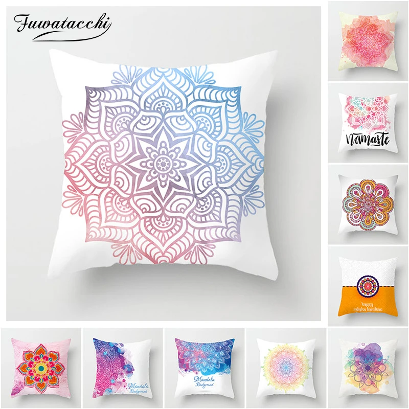 

Fuwatacchi Gradient Mandala Stlye Cushion Cover Decoration Print Colorful Floral Throw Pillow Sofa Home Decorative Pillowcase