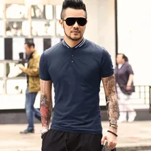 Высококачественное тонкое Брендовое поло; одежда мужская повседневная мужская модная Повседневная рубашка поло однотонная хлопковая рубашка
