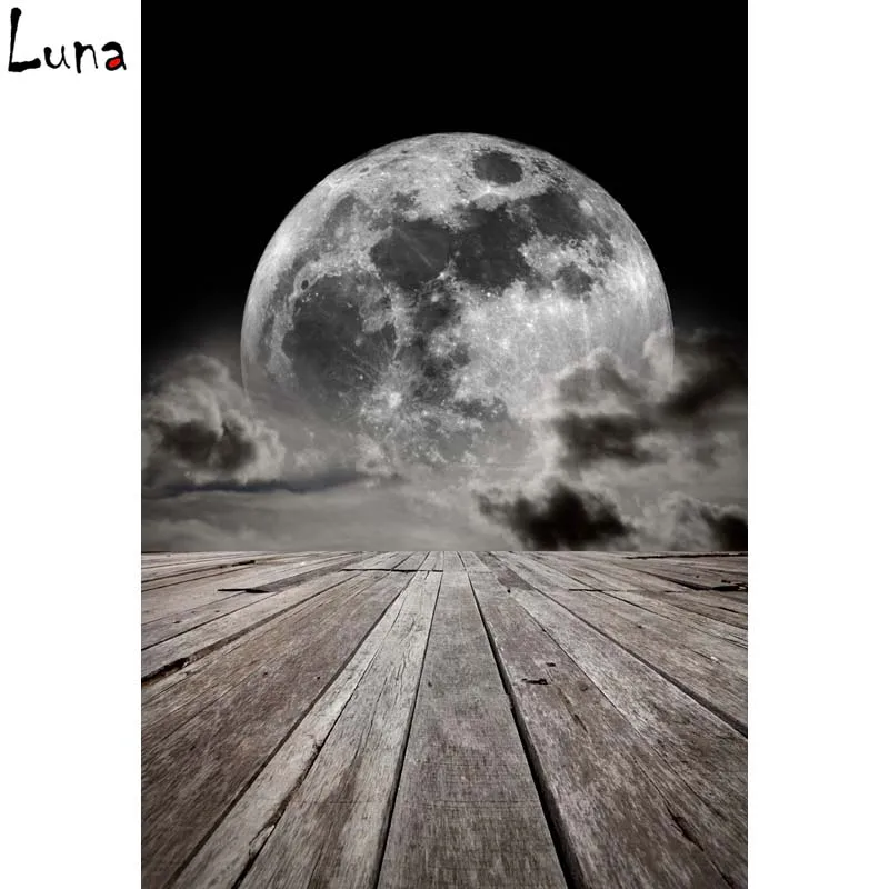 Space Moon Vinyl Photography Background For Newborn Wood Floor New Fabric Flanne